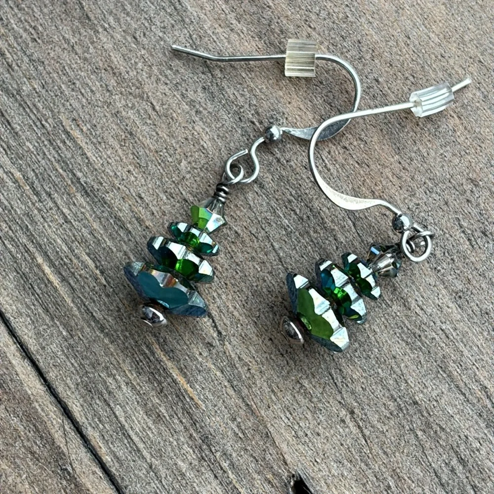 Swarovski crystal Christmas tree earrings